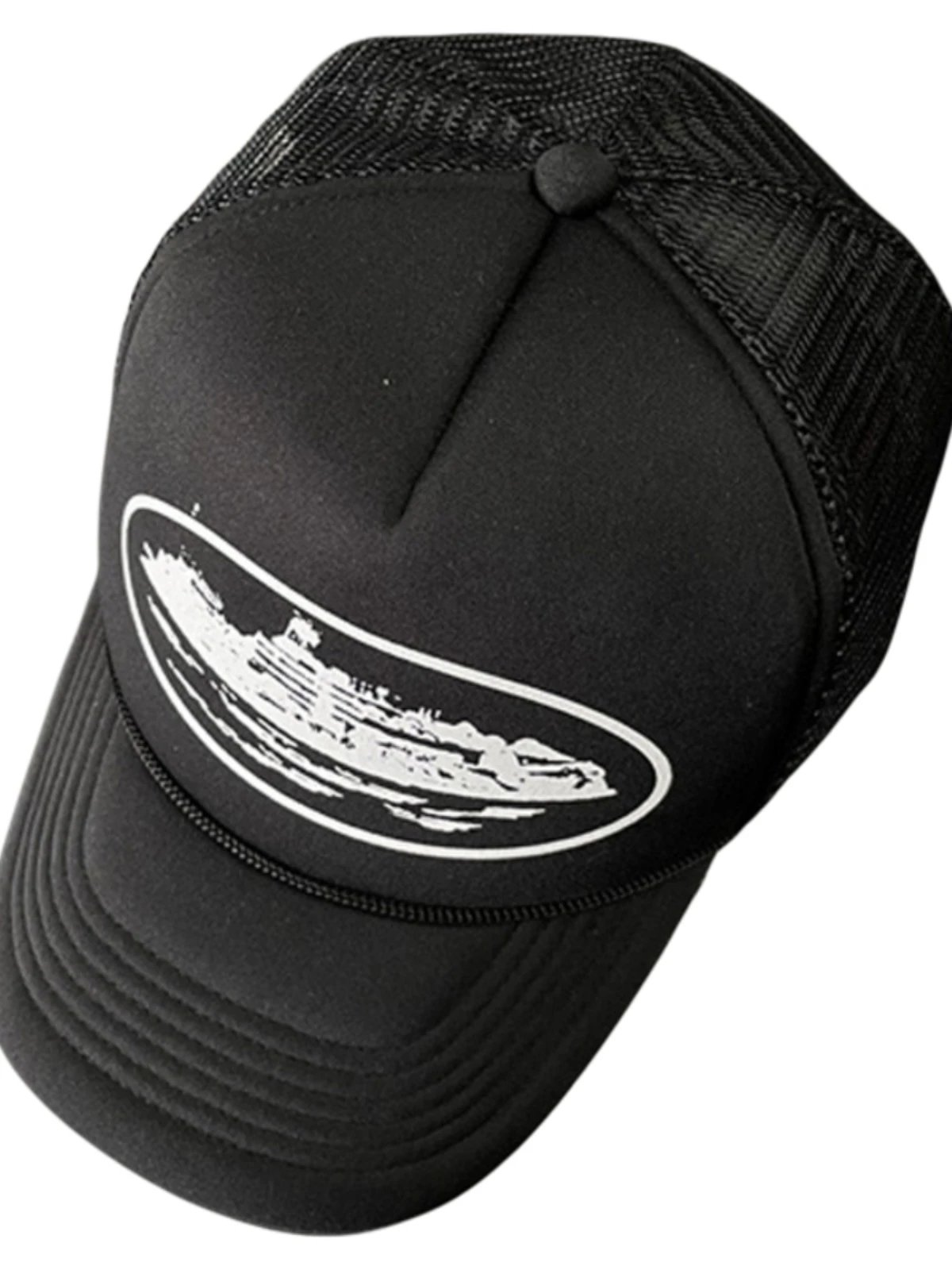 Blue Mesh Back Trucker Hat Light Blue Nautical Graphic Cap