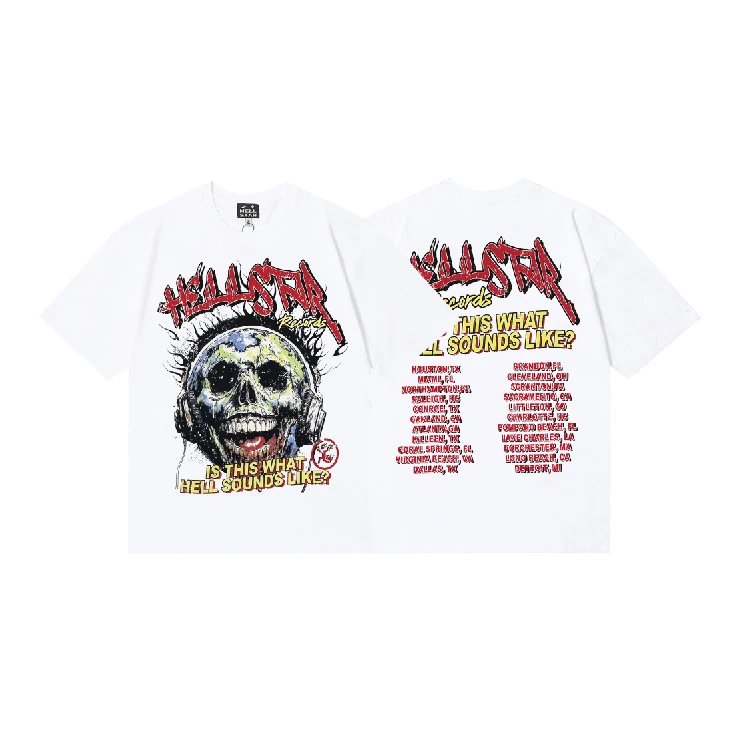 Hellstar Graphic Print Black White Red Beige Streetwear T-Shirt