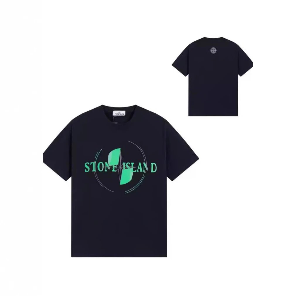 Stone Island T-Shirt Navy White Graphic Print Casual
