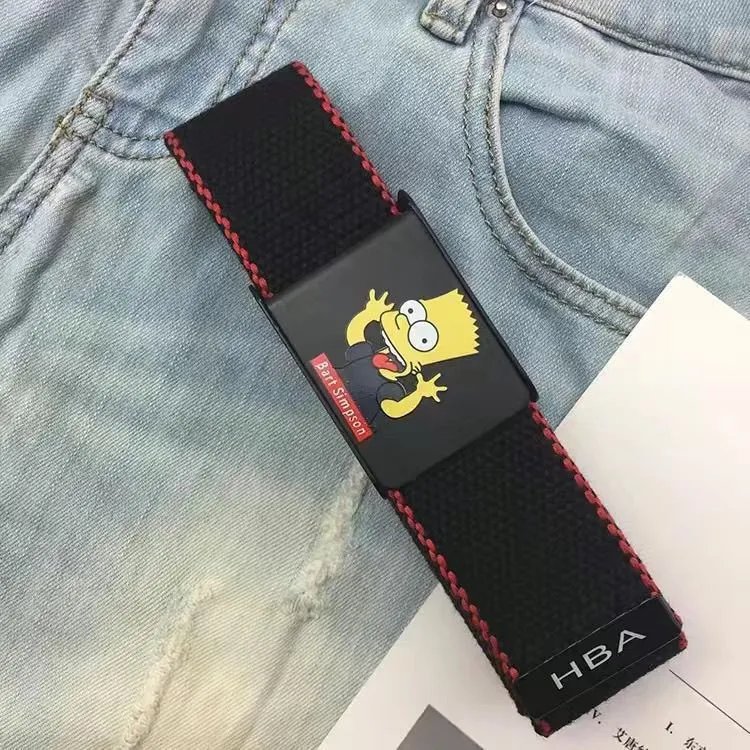 HBA Woven Belt Black Red Casual Webbing Belt