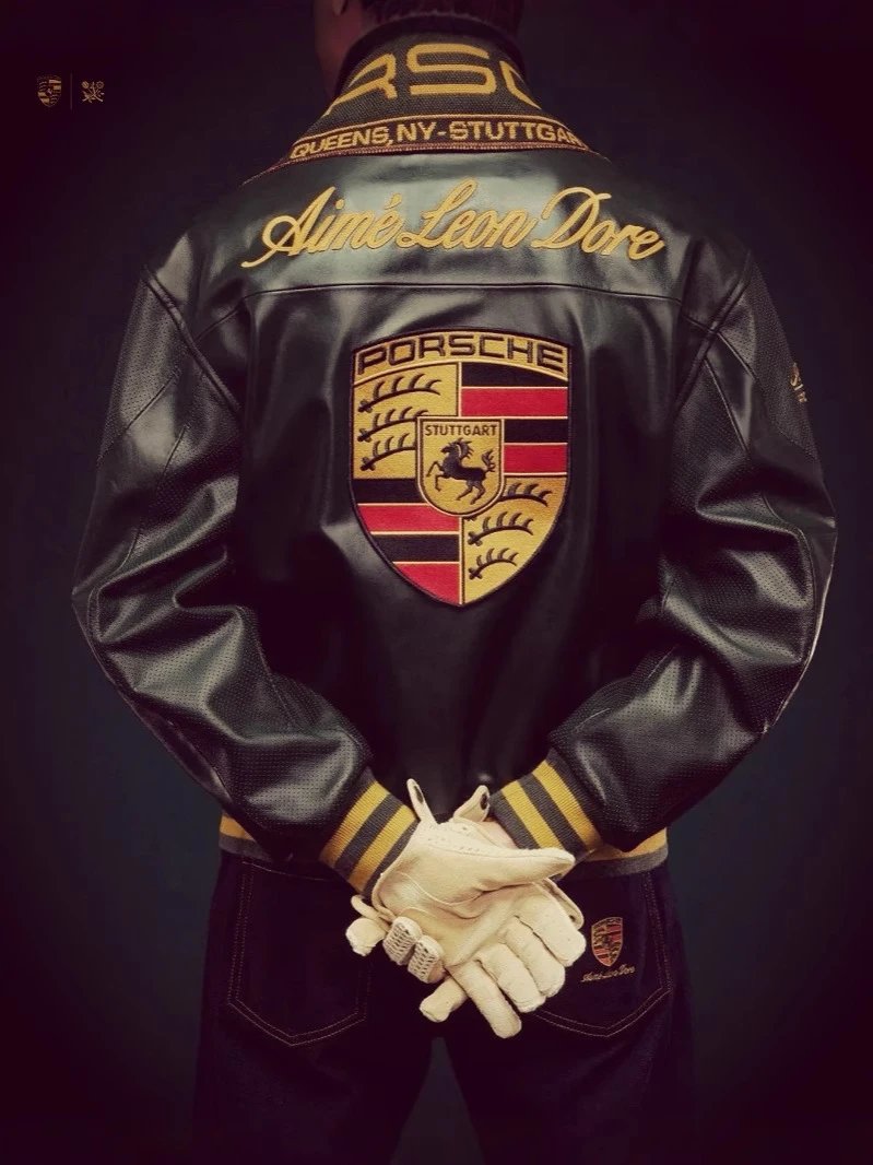 Porsche X Aimé Leon Dore Red Leather Racing Jacket