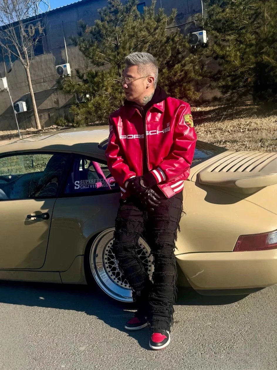 Porsche X Aimé Leon Dore Red Leather Racing Jacket