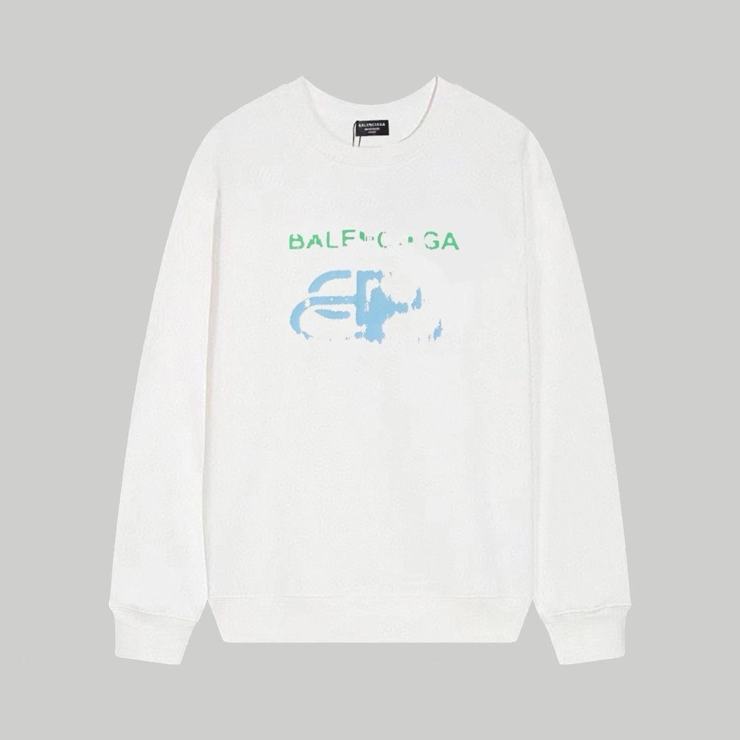 Balenciaga Logo Print White Oversized Sweatshirt