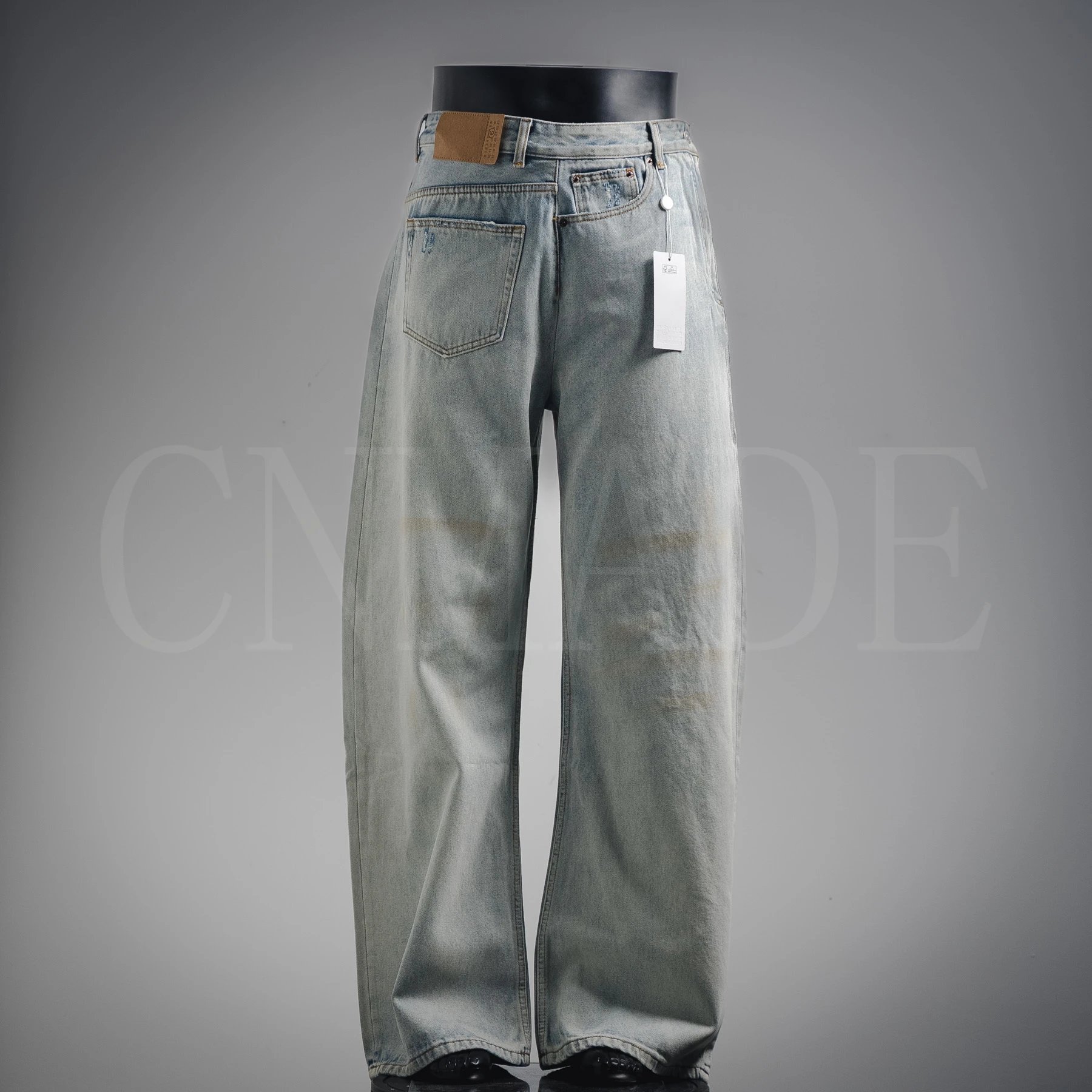 MM6 纸标做旧牛仔裤