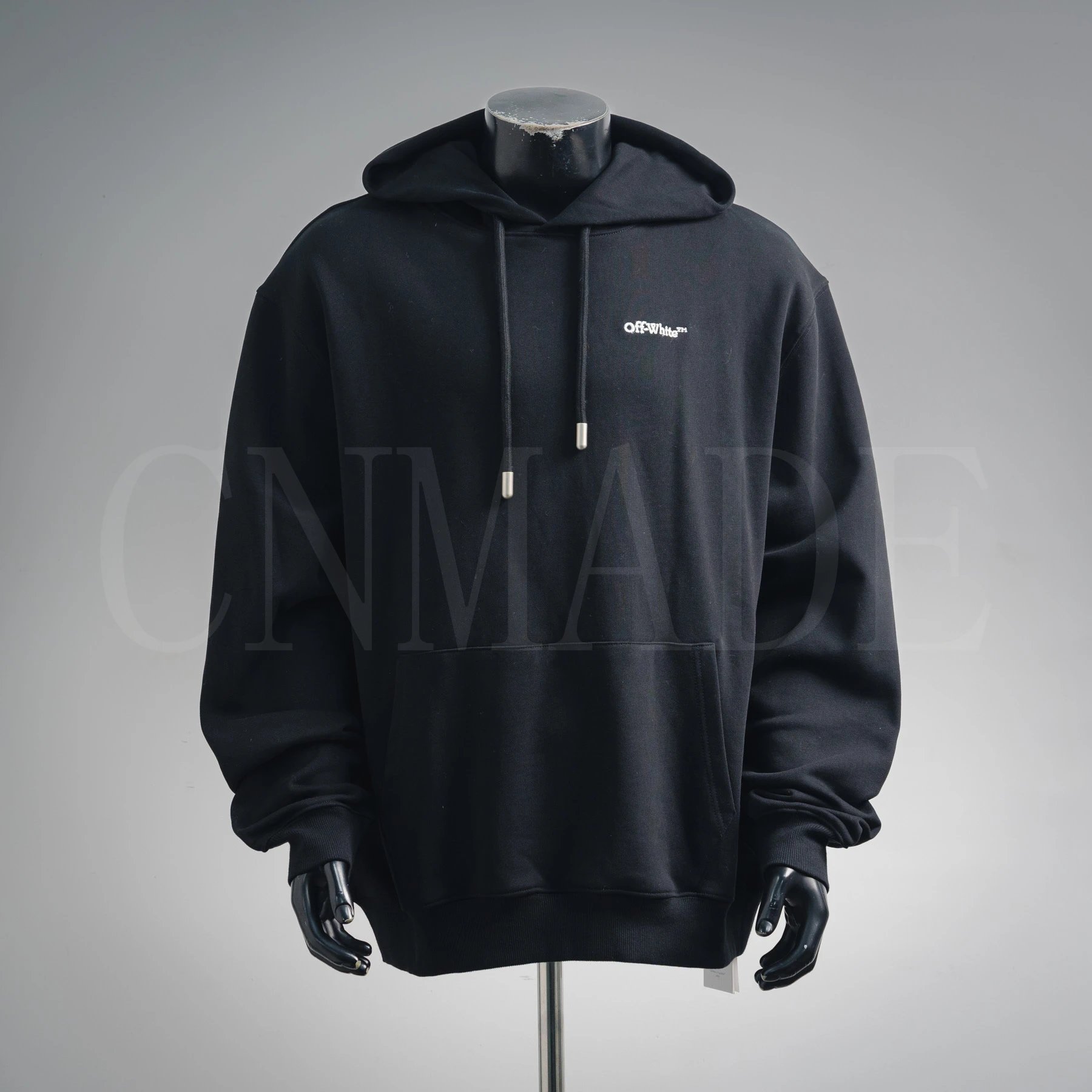 黑色-24Fw OFF波纹船锚箭头刺绣连帽卫衣