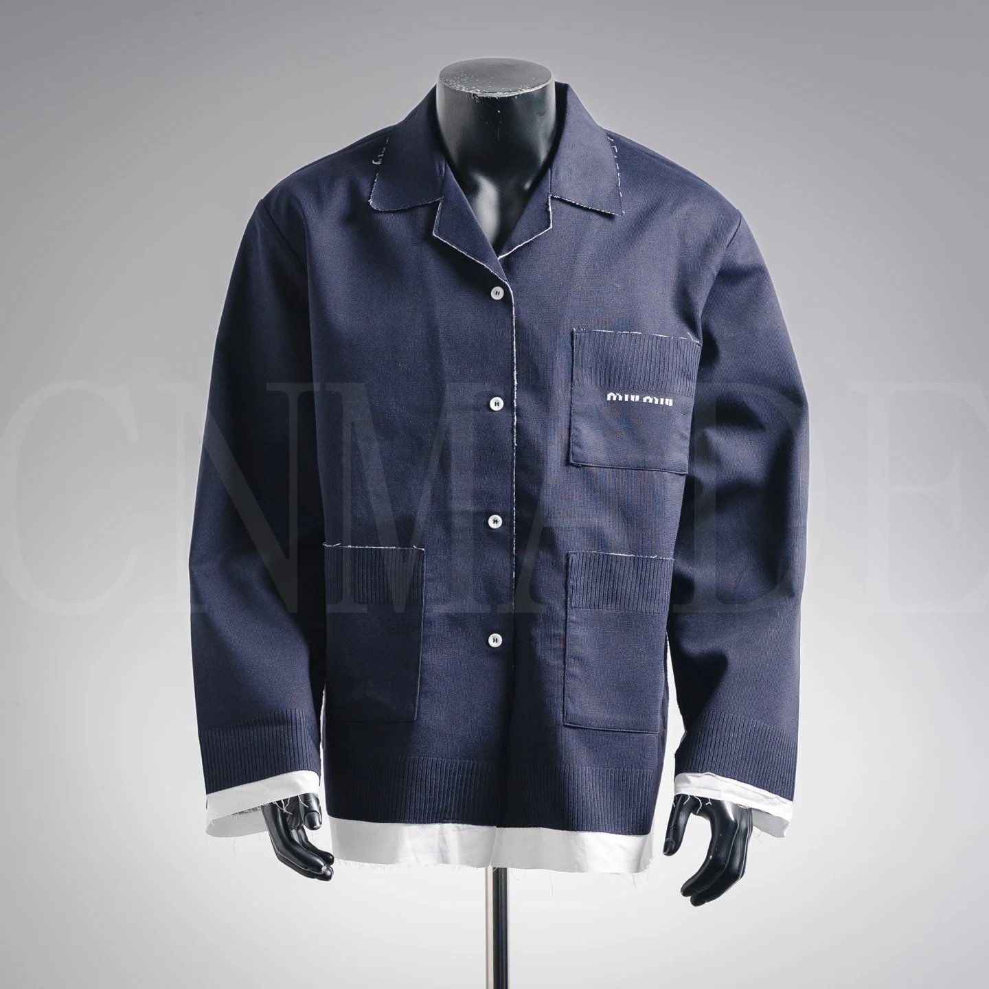 Miu2 25Fw 假两层翻领针织开衫