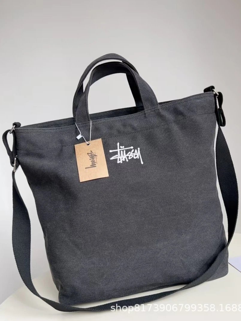 Stussy Black Canvas Tote Bag