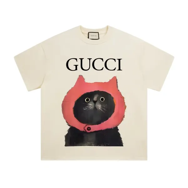 Gucci Cat Print Off-White T-Shirt - 1