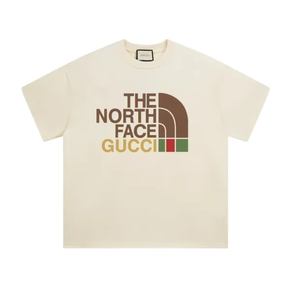 Gucci x The North Face Logo Print Beige T-Shirt - 1