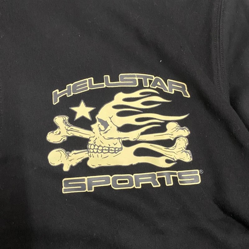 Hellstar Skull Flame Black Half-Zip Oversized Sweatshirt