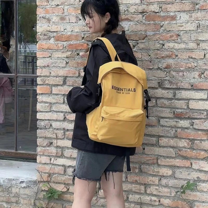 Yellow Canvas Backpack 1977 Print Casual Daypack