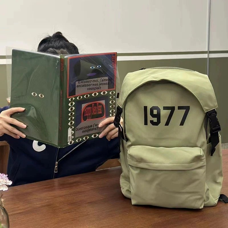Yellow Canvas Backpack 1977 Print Casual Daypack