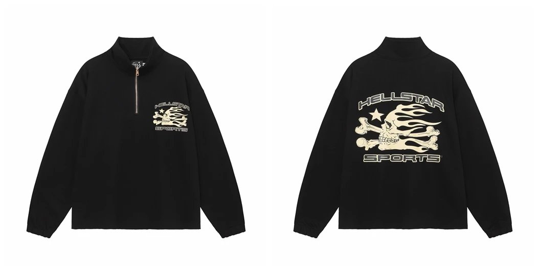 Hellstar Flame Half-Zip Black Jacket