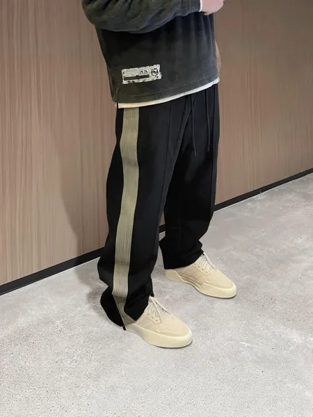 Design Side-Stripe Track Pants Black Olive Sweatpants - 4