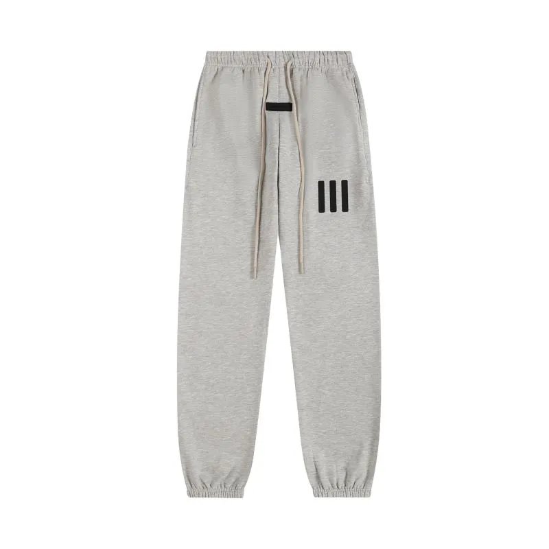 Grey Heather Sweatpants with Black Triple Stripe Logo Casual Joggers
