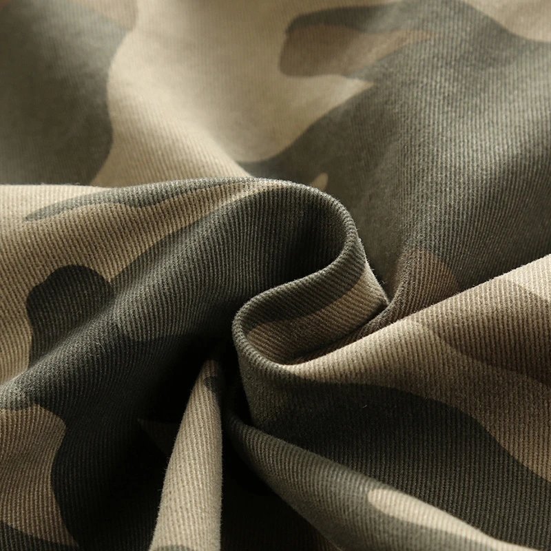 Cotton Shorts Camouflage Green Woodland Style