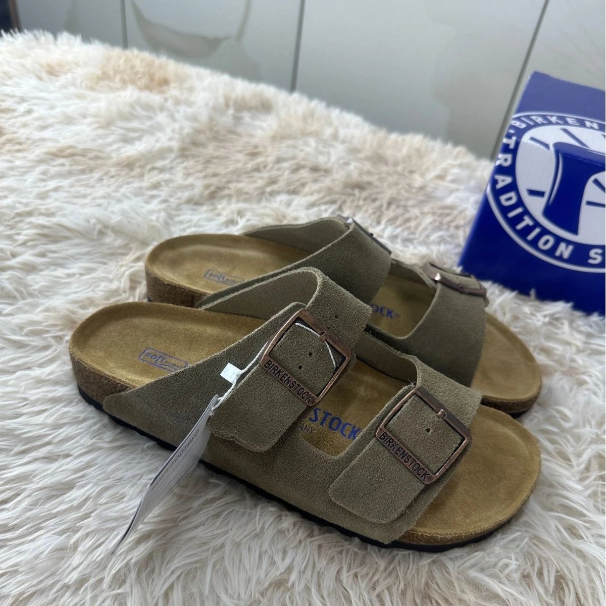Birkenstock Arizona Black Suede Double Strap Sandals