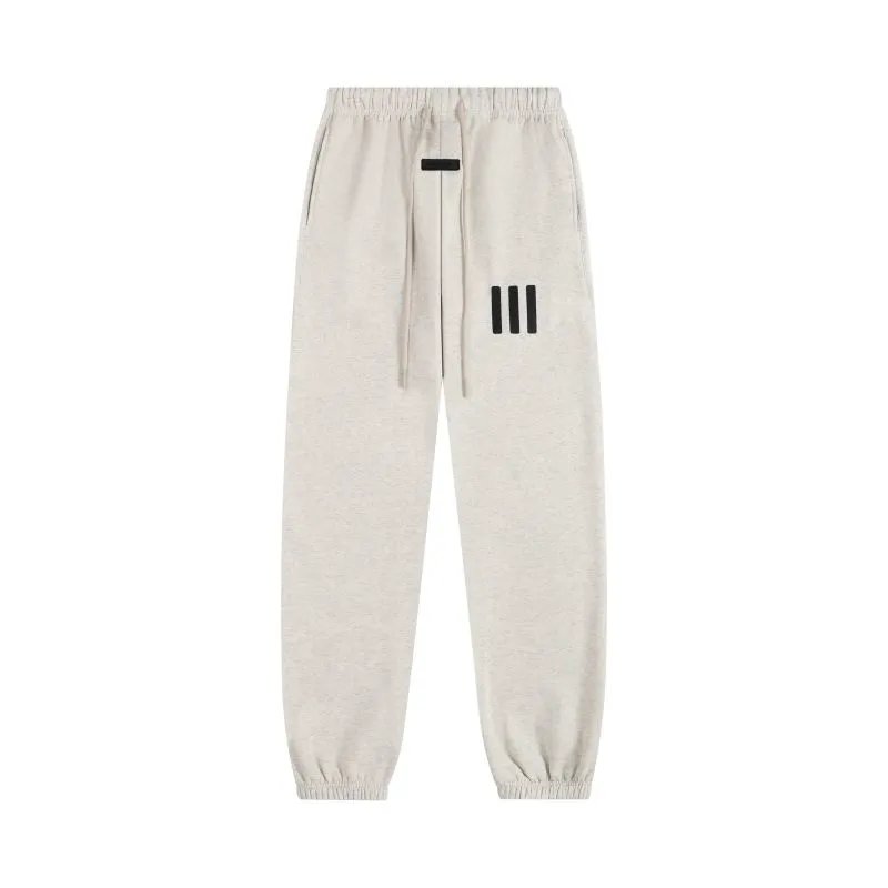Grey Heather Sweatpants with Black Triple Stripe Logo Casual Joggers