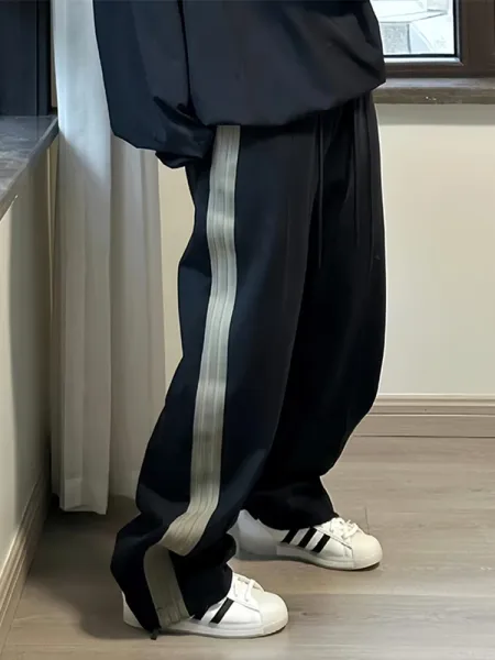 Design Side-Stripe Track Pants Black Olive Sweatpants - 5