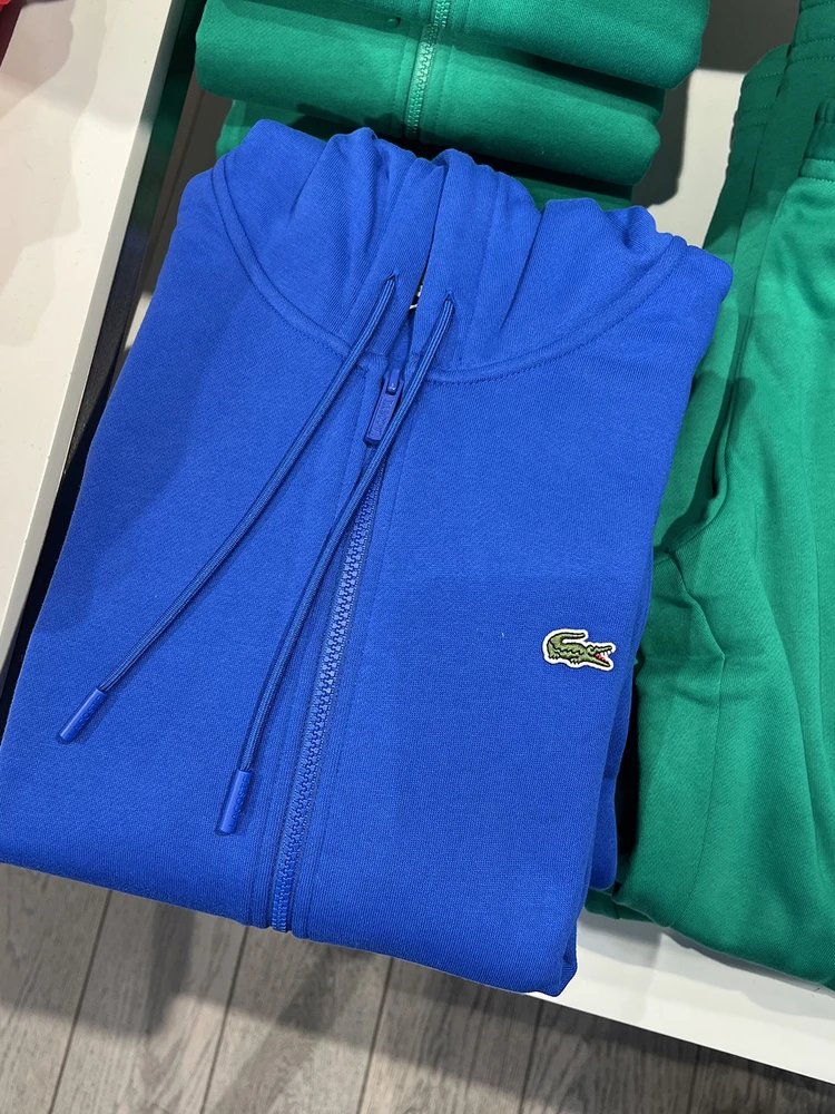 Lacoste Full Zip Hoodie Gray Sporty Sweatshirt