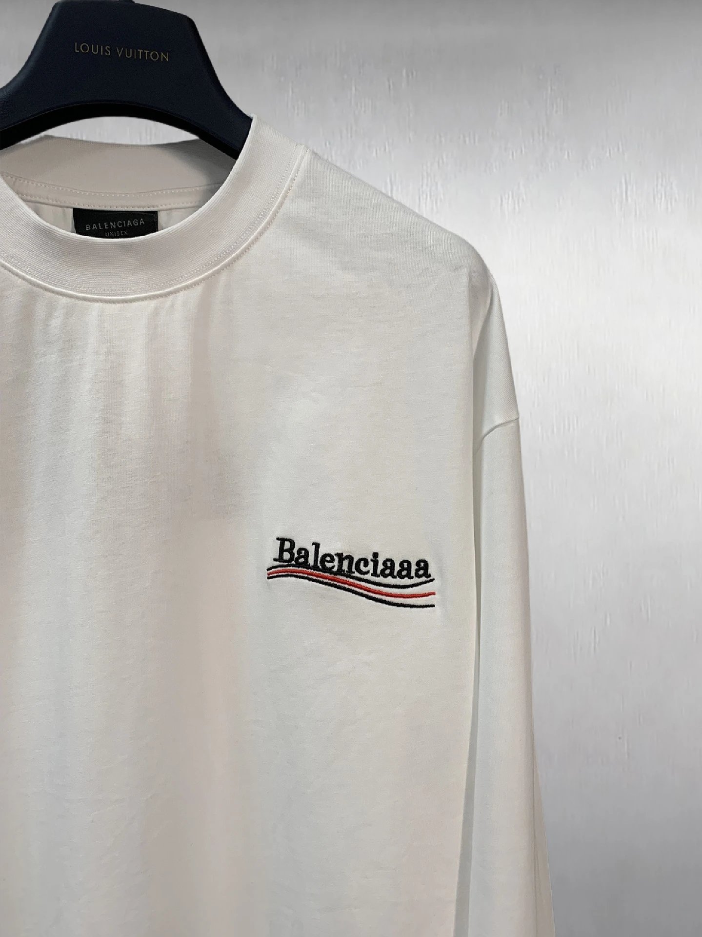 Balenciaga Logo White Oversized Long Sleeve T-Shirt