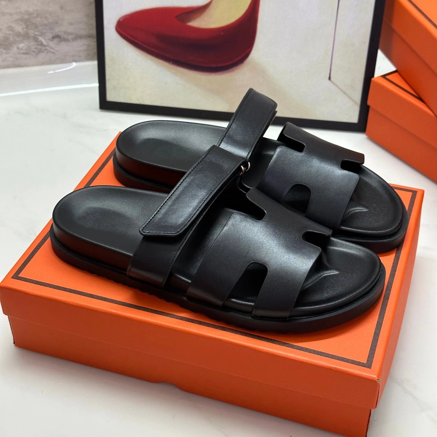 Hermès Black Sandals