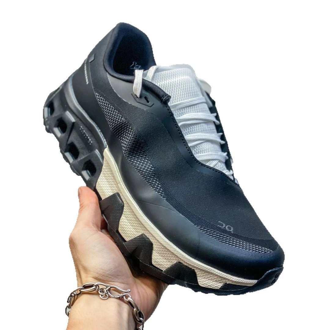 On Cloudmonster White Black Mesh Running Sneakers