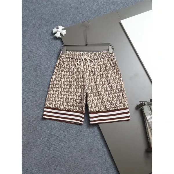 Dior Oblique Print Drawstring Shorts Beige Brown - 1