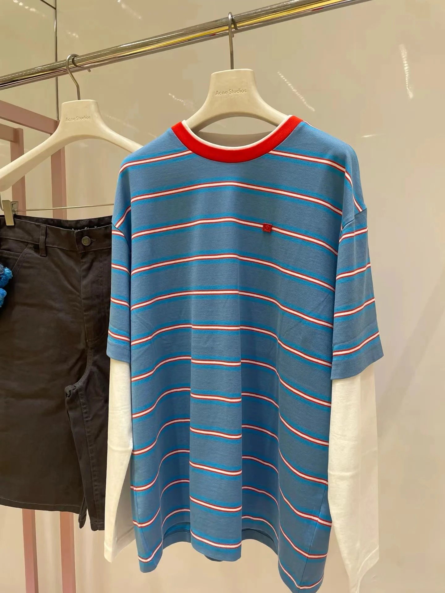 Acne Studios Blue Red Striped T-Shirt