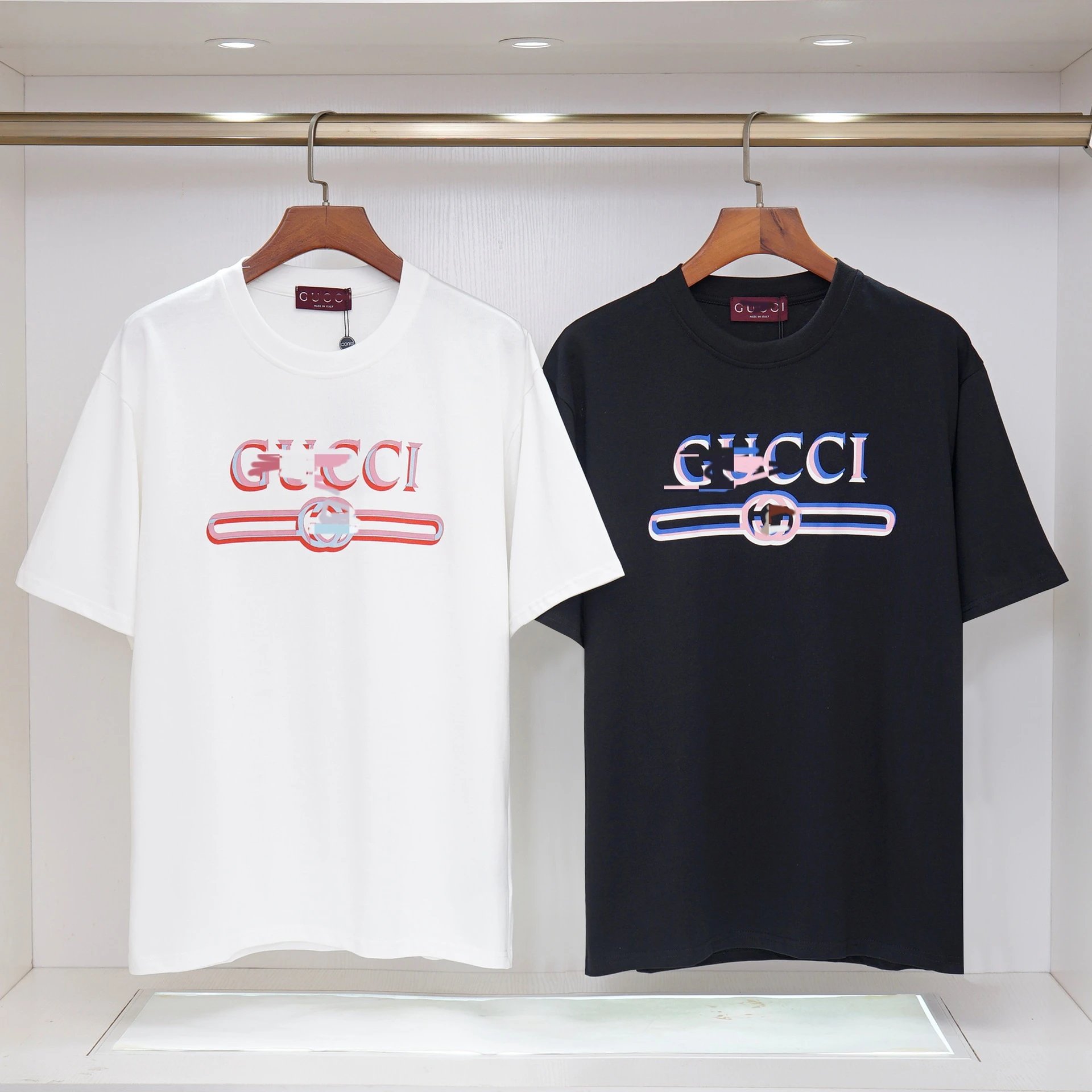 Balenciaga Louis Vuitton Gucci T-Shirt White Black Red Graphic Print Casual