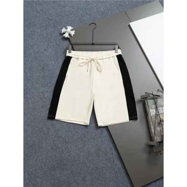 Design Side-Stripe Drawstring Shorts Beige / Black Shorts - 1