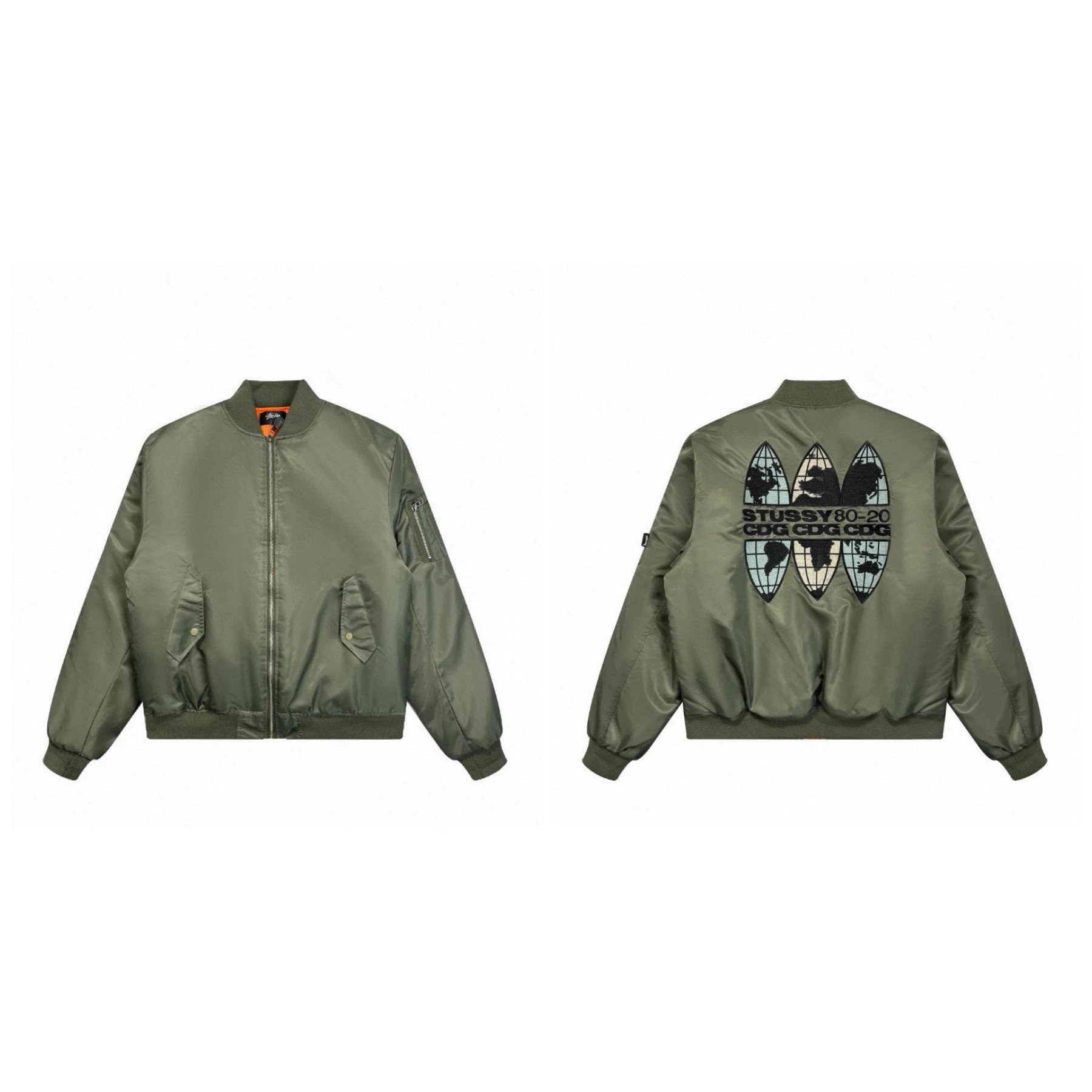 Stussy Varsity Jacket Black White Patchwork Design