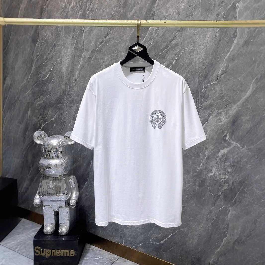 Chrome Hearts Black Silver Embroidered Cross T-Shirt