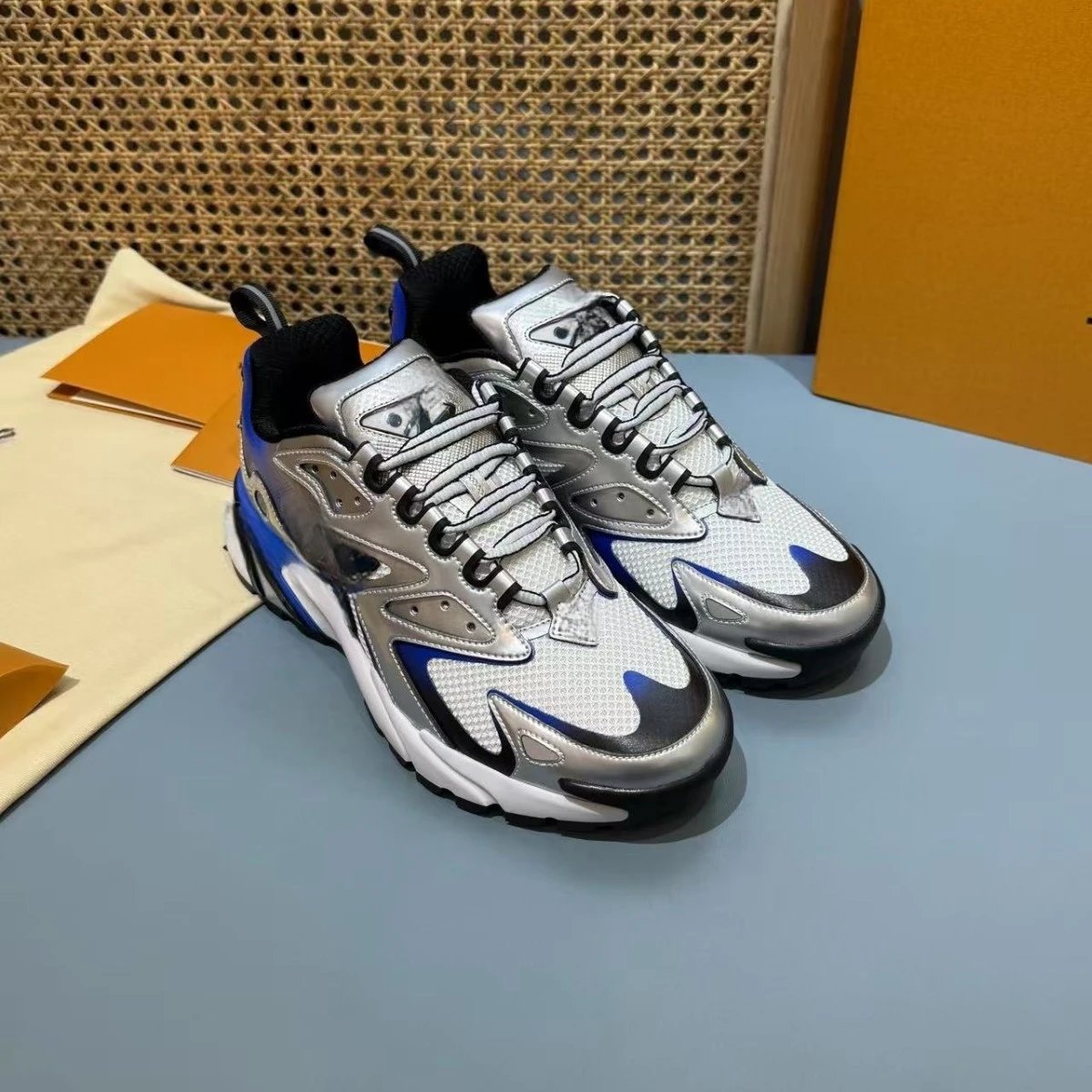 Louis Vuitton Archlight Blue Silver Metallic Chunky Sneakers