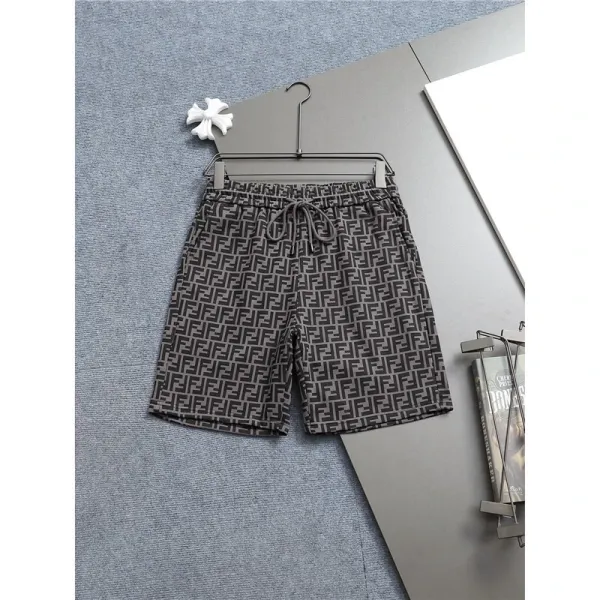 Fendi FF Logo Print Drawstring Shorts Gray - 1