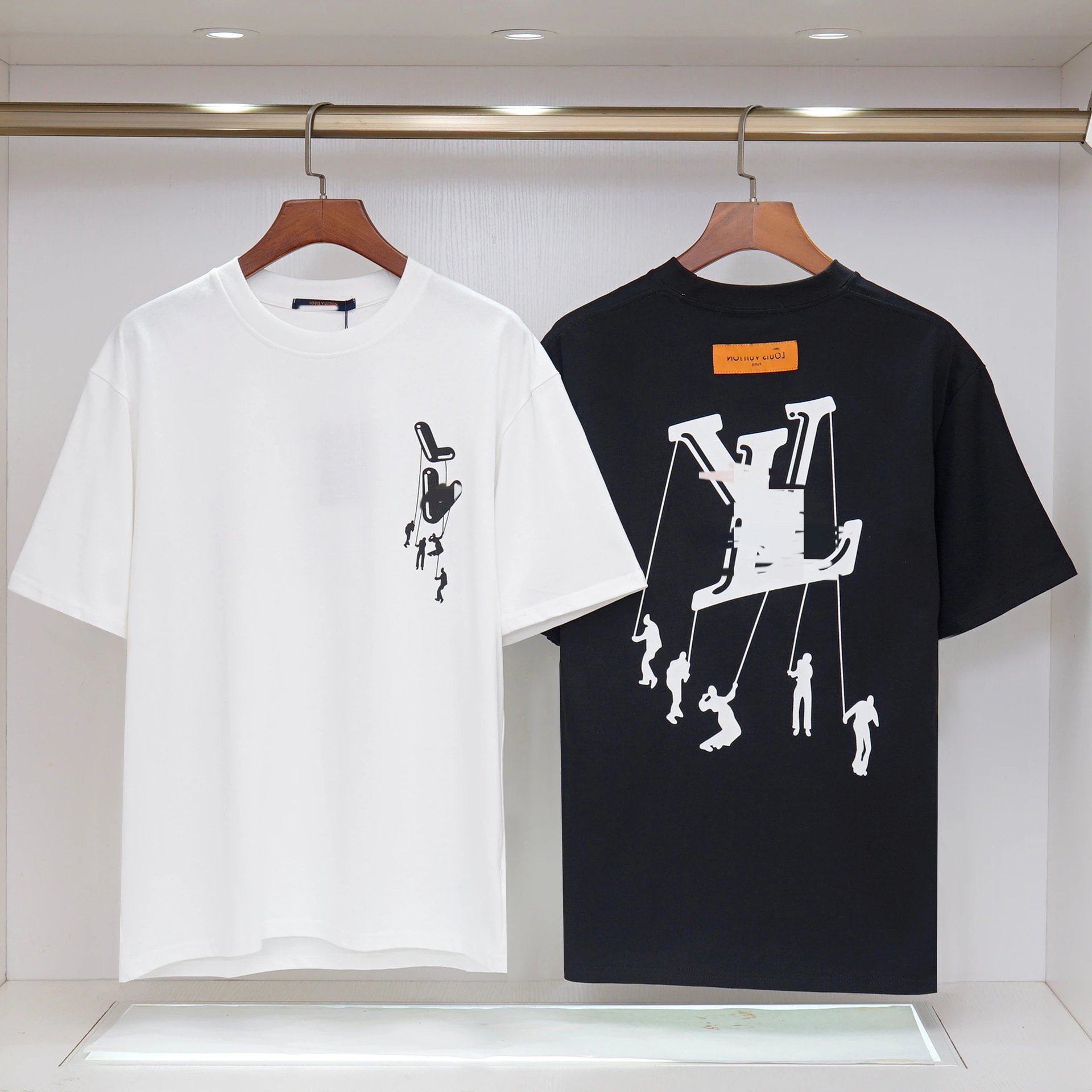 Balenciaga Louis Vuitton Gucci T-Shirt White Black Red Graphic Print Casual