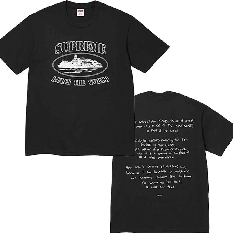 Supreme Cross Logo Black Graphic T-Shirt