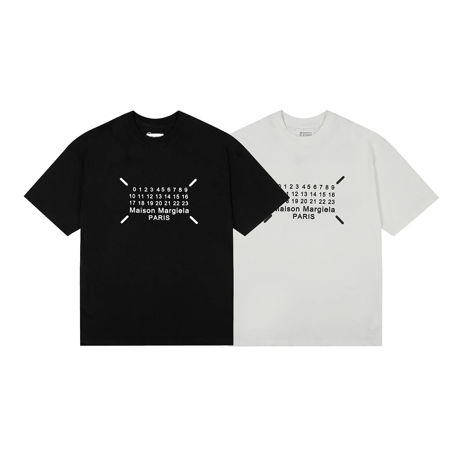 Maison Margiela Graphic Print Black White Beige Olive Casual T-Shirt