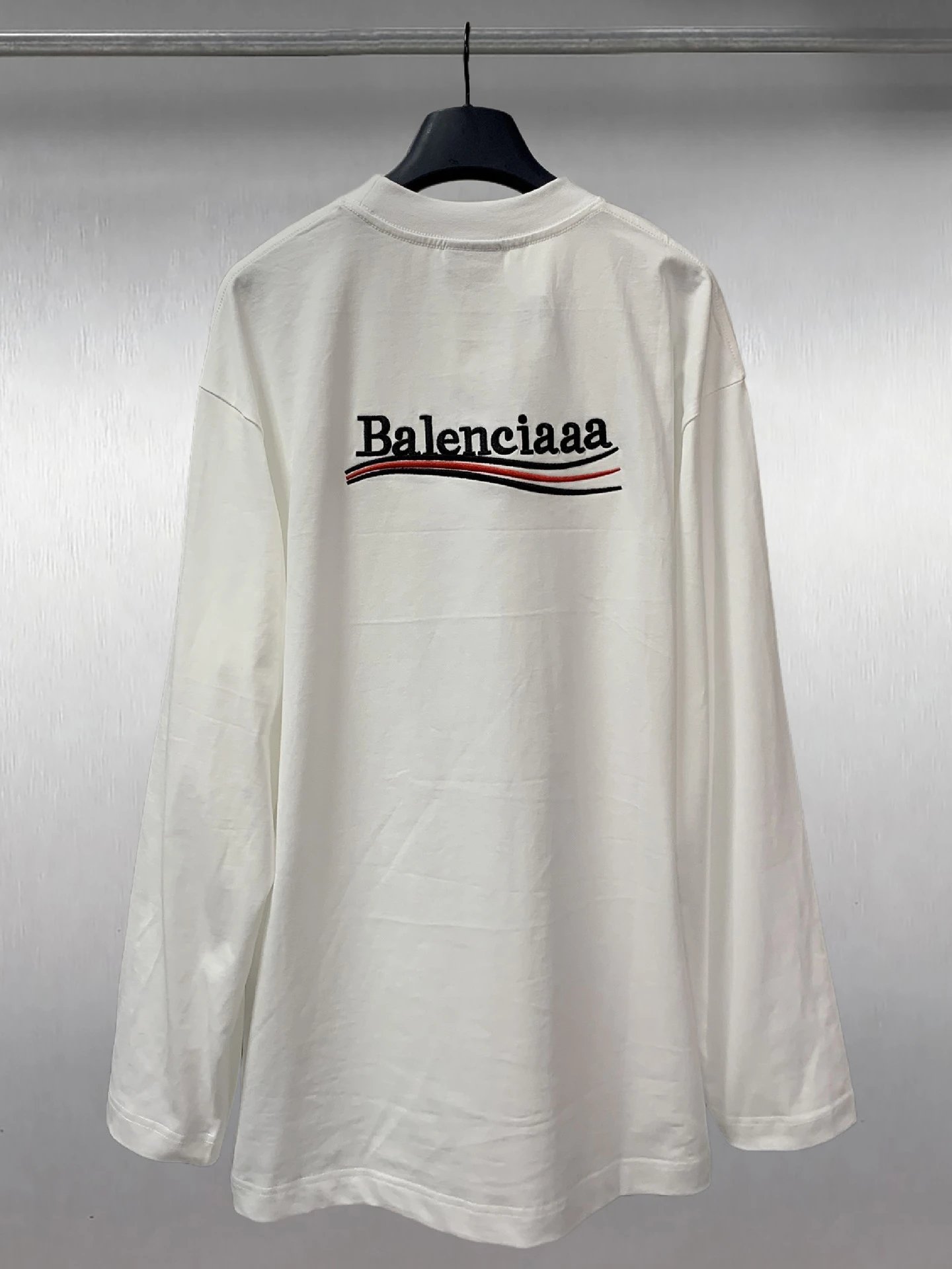 Balenciaga Logo White Oversized Long Sleeve T-Shirt