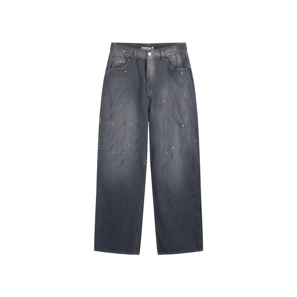 Distressed Dark Gray Wide Leg Denim Jeans