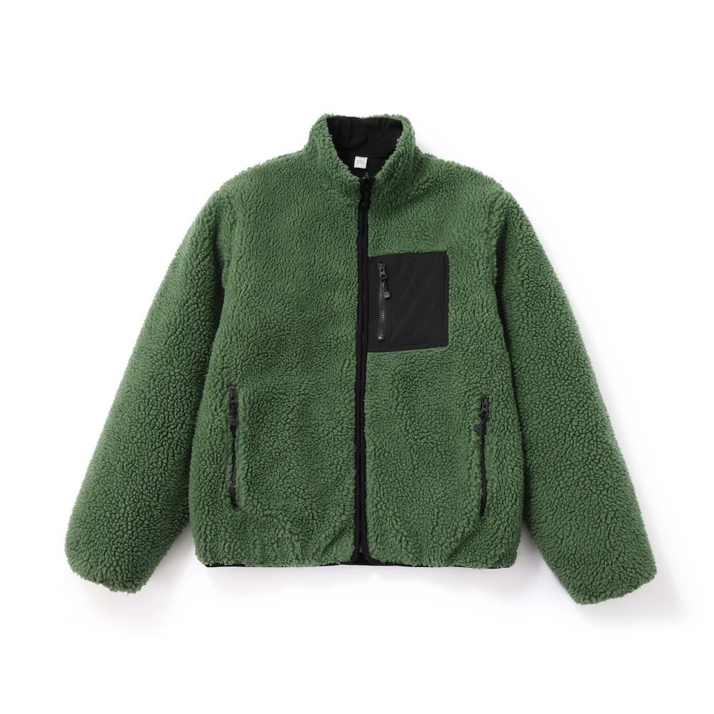 Fleece Jacket Cream Black Eight Ball Graphic Sherpa Coat