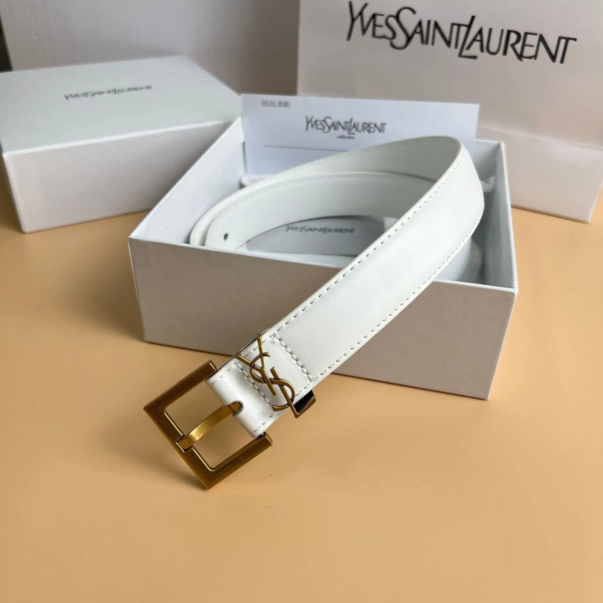 YSL White Belt