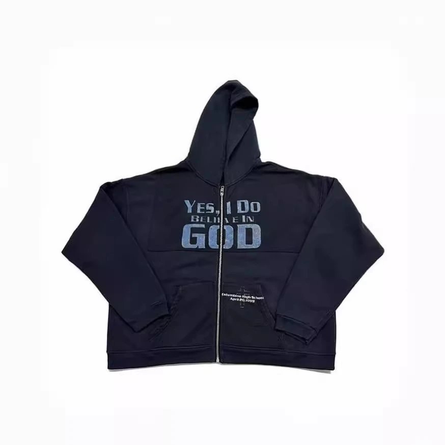 Graphic Print Cropped Hoodie Blue Gray Black Streetwear