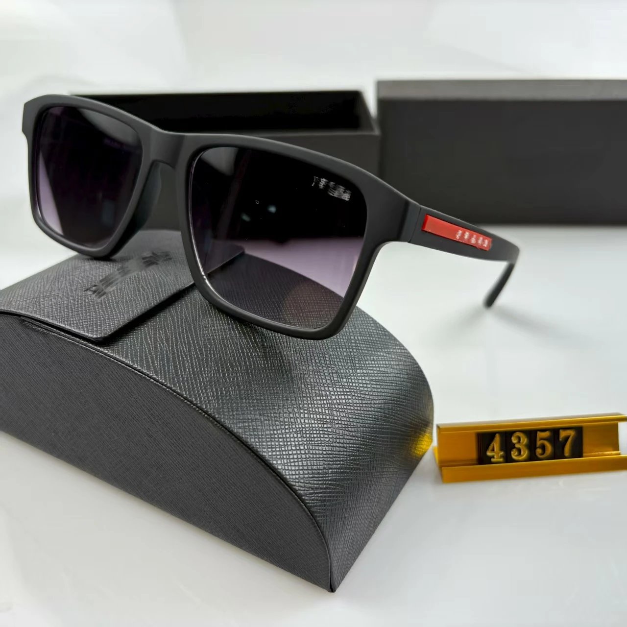 Prada 4357 Black Rectangular Sunglasses