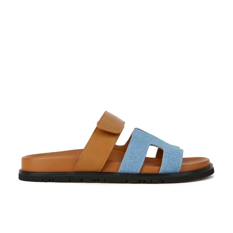 Hermès Oran Sandals Multicolor Suede Leather Slide Style