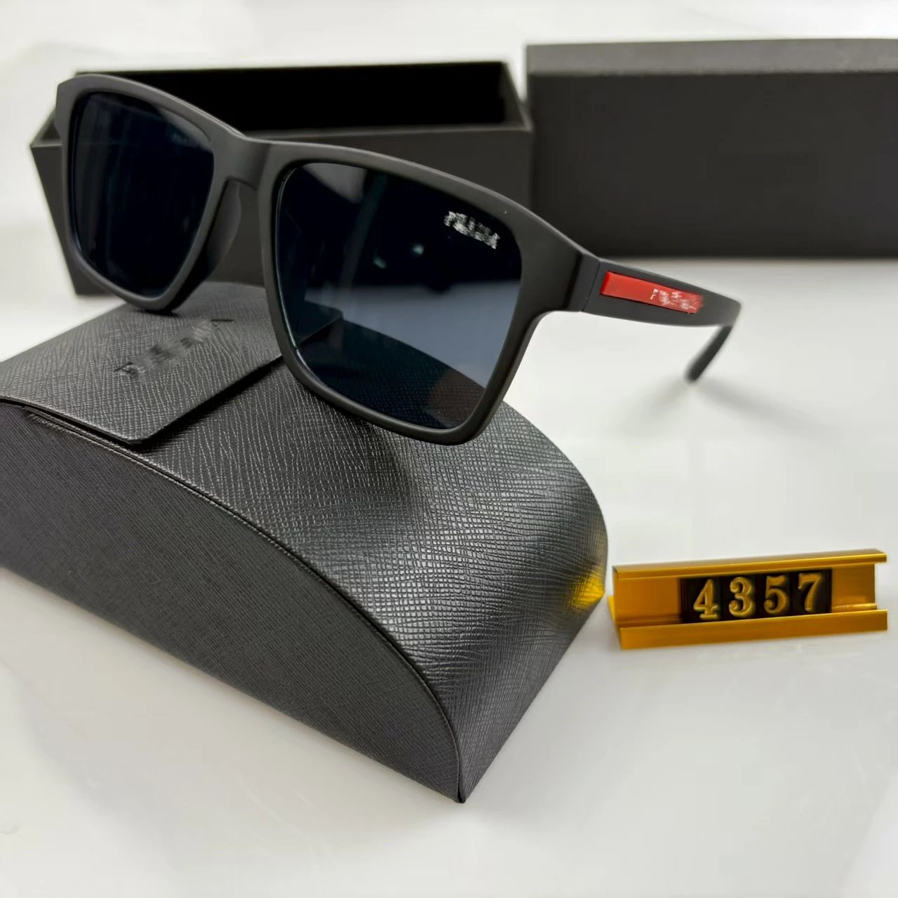 Prada 4357 Black Rectangular Sunglasses