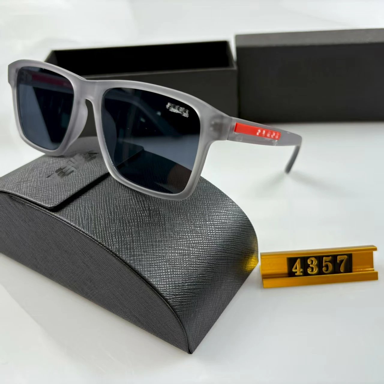 Prada 4357 Black Rectangular Sunglasses