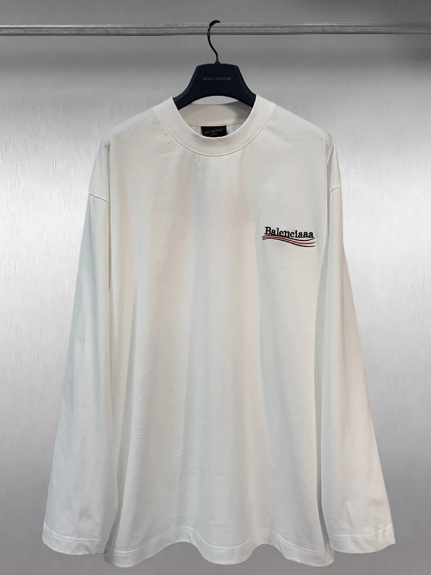 Balenciaga Logo White Oversized Long Sleeve T-Shirt