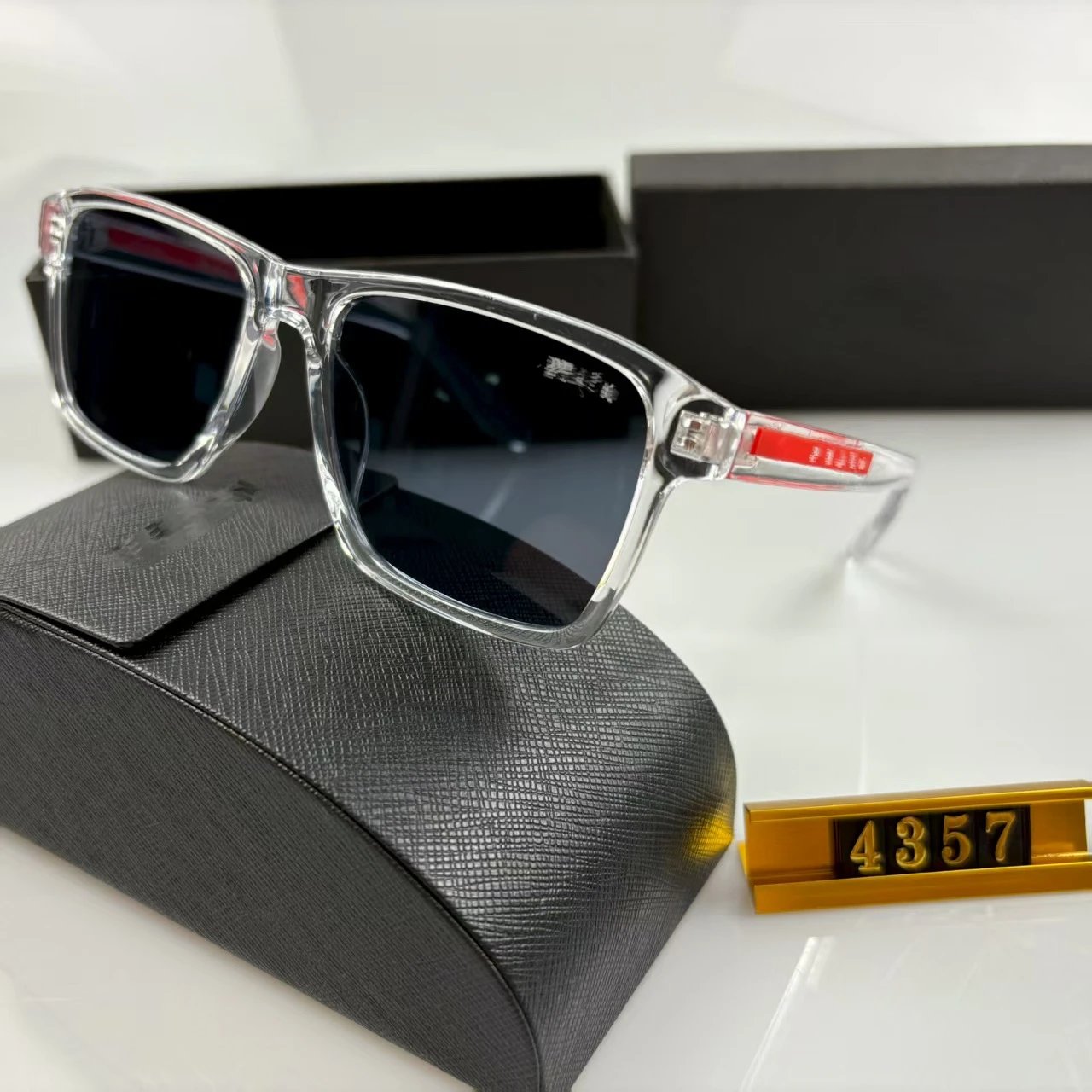 Prada 4357 Black Rectangular Sunglasses