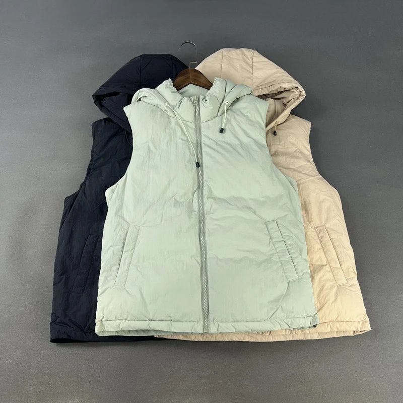Hooded Puffer Vest Mint Green Casual